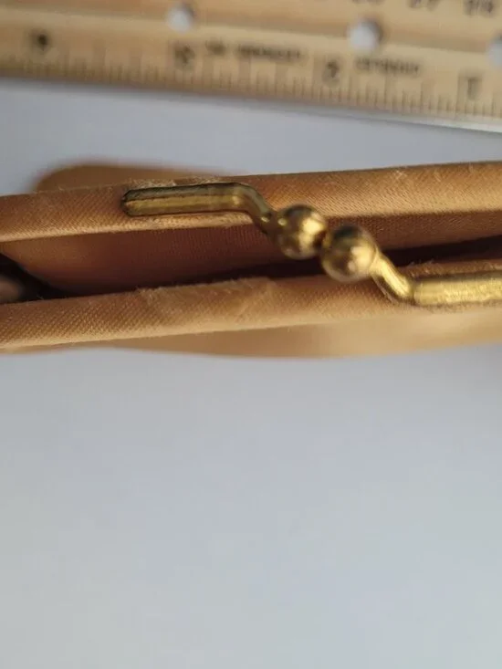 Vintage Satin Coin Purse Gold Color - Picture 14 of 14